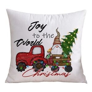 SHEIN Christmas Gnome Print Cushion Cover in White, Size 19.5" X 19.5"​​​​​​​